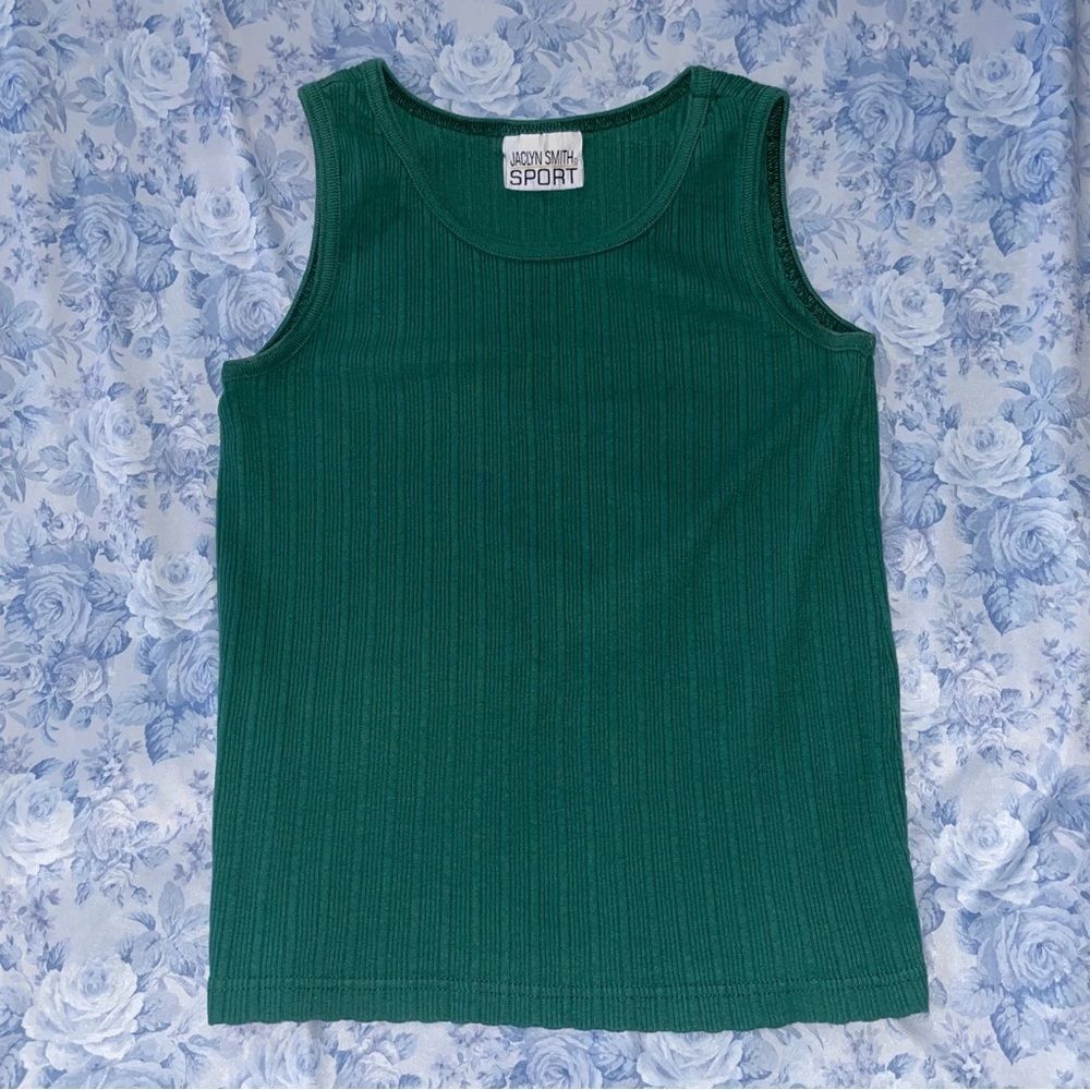 Vintage Ribbed Forest Green Tank Mori Kei Slytherin Aesthetic Punk Dark Academia
